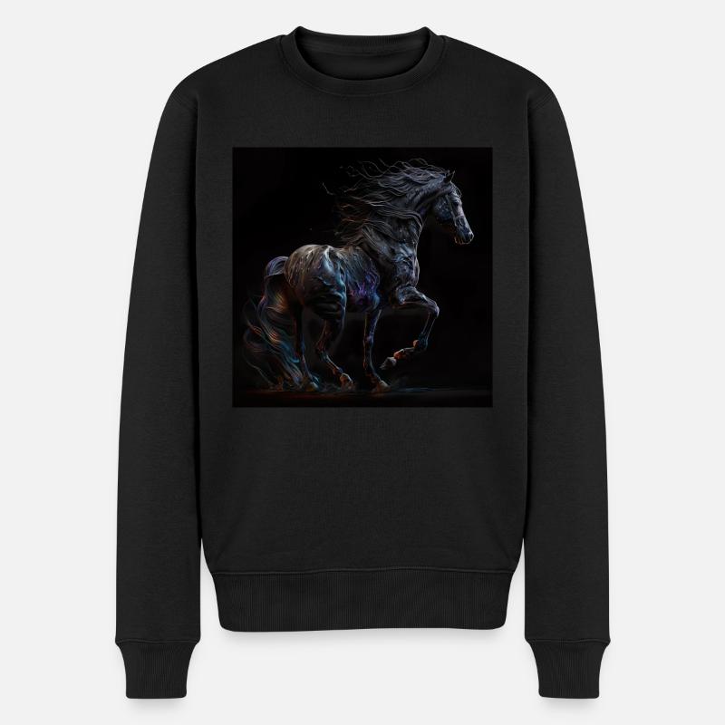 Feuriges Pferd - Männer Premium Bio Pullover - Schwarz