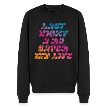 Hier soir, un DJ m’a sauvé la vie - Pull Premium bio Homme - noir - Devant - Nico (187cm)