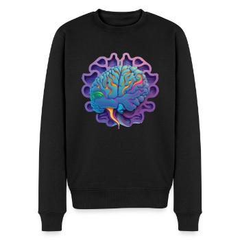 purple brain Geschenk - Männer Premium Bio Pullover - Schwarz - Vorne - Nico (187cm)