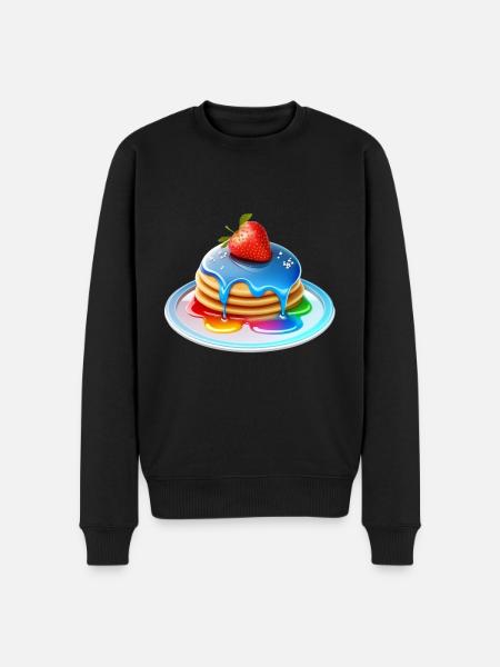 Saftige Regenbogenpfannkuchen - Männer Premium Bio Pullover - Schwarz