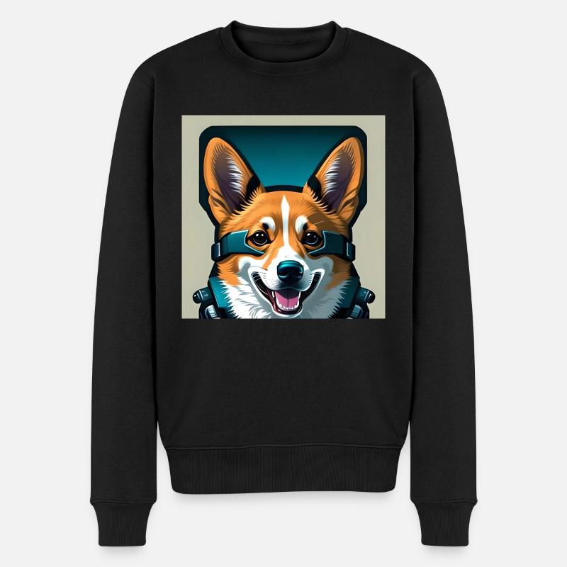 Astronauten-Corgi - Männer Premium Bio Pullover - Schwarz