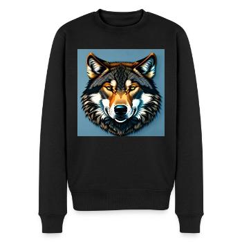 Standard-Wolf-Porträt - Männer Premium Bio Pullover - Schwarz - Vorne - Nico (187cm)