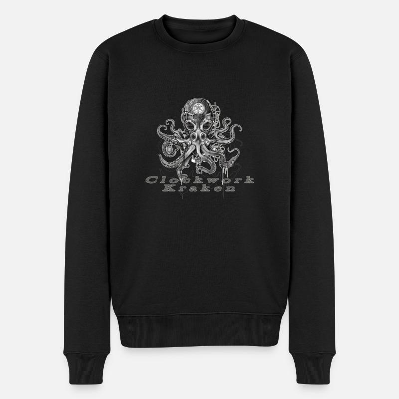 Clockwork Kraken - Männer Premium Bio Pullover - Schwarz