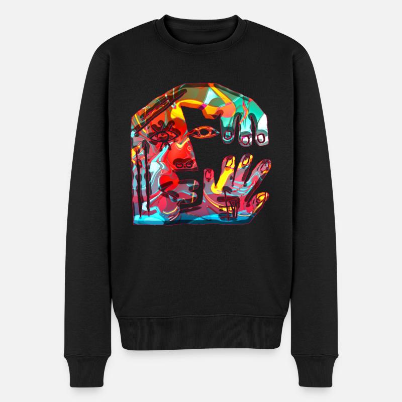 Illusion d’optique art psychédélique rétro formes sexe - Pull Premium bio Homme - noir