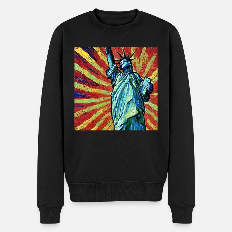 statue de la liberté van gogh - Pull Premium bio Homme - noir