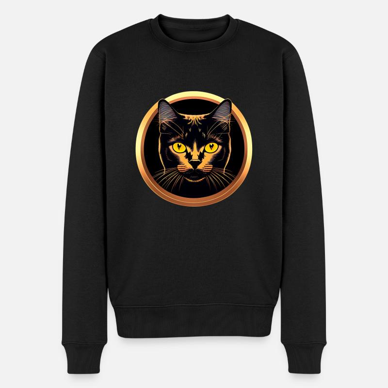 Katzen-Logo - Männer Premium Bio Pullover - Schwarz