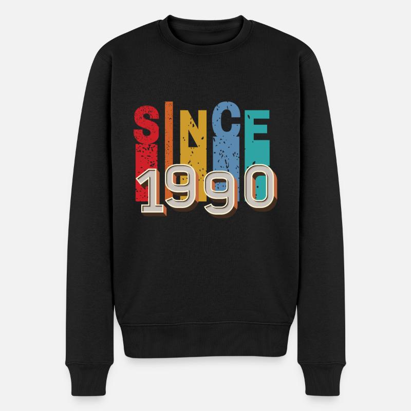 Seit 1990 retro - Männer Premium Bio Pullover - Schwarz