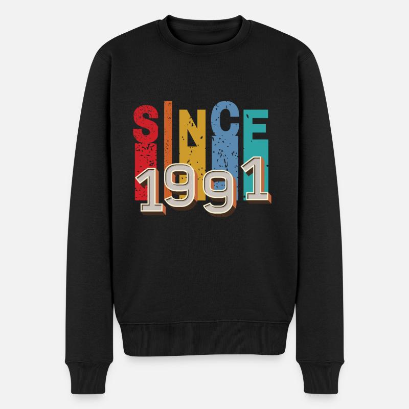 Seit 1991 retro - Männer Premium Bio Pullover - Schwarz