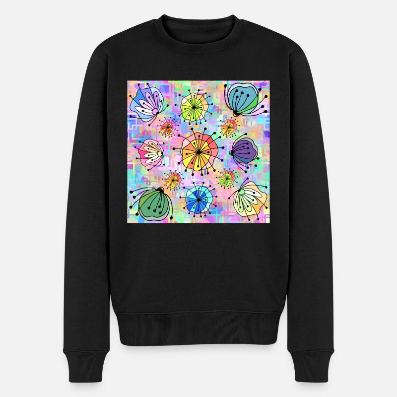 Blumen - Männer Premium Bio Pullover - Schwarz