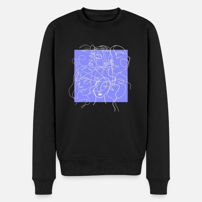Face line purple - Pull Premium bio Homme - noir