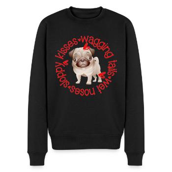 Cute Pug, sloppy kisses - Men's Premium Organic Jumper - black - Front - Nico (187cm)