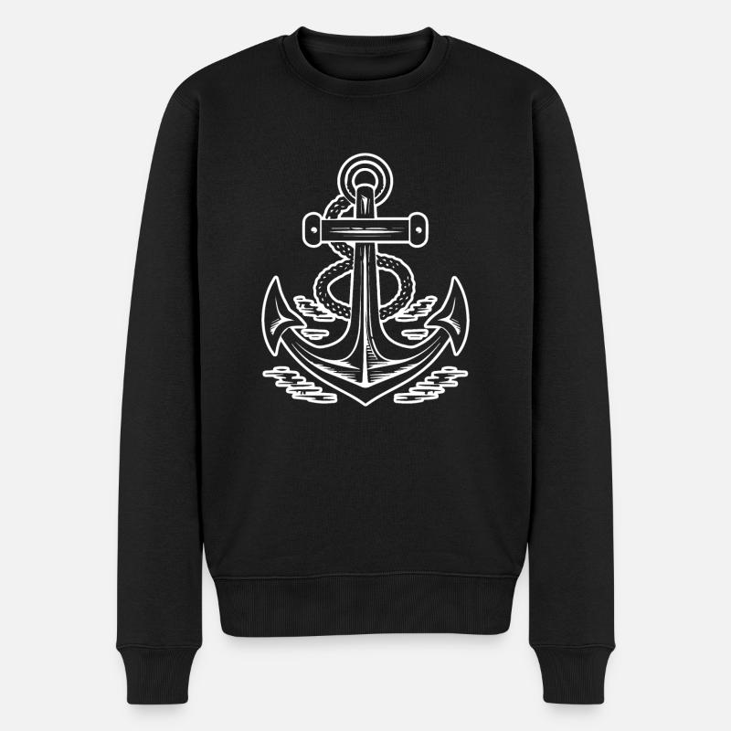 Anker Boot Schiff Nautik - Männer Premium Bio Pullover - Schwarz