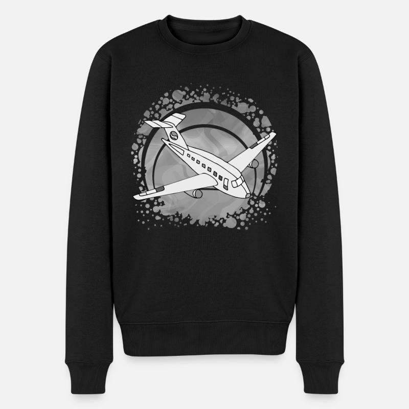 Flugzeug - Männer Premium Bio Pullover - Schwarz