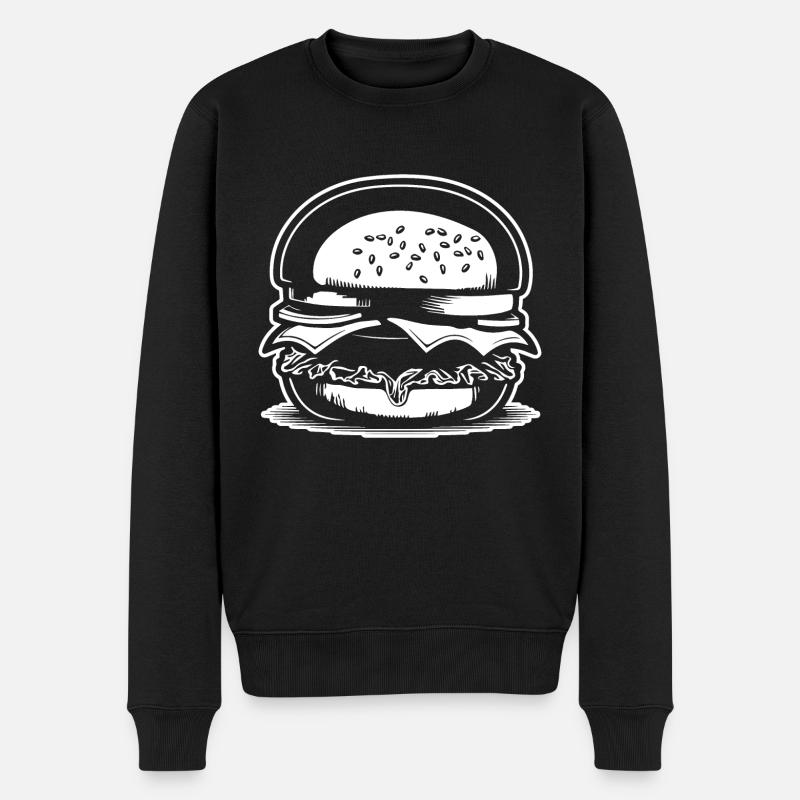hamburgers, restauration rapide, barbecues, cheeseburgers - Pull Premium bio Homme - noir