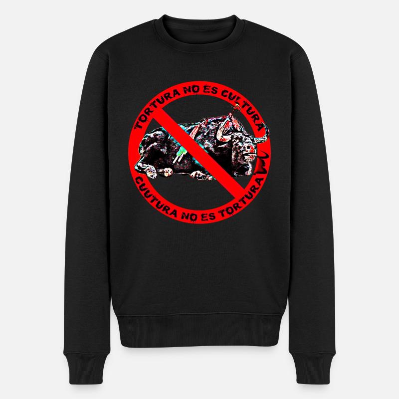 Bullen nein! - Männer Premium Bio Pullover - Schwarz