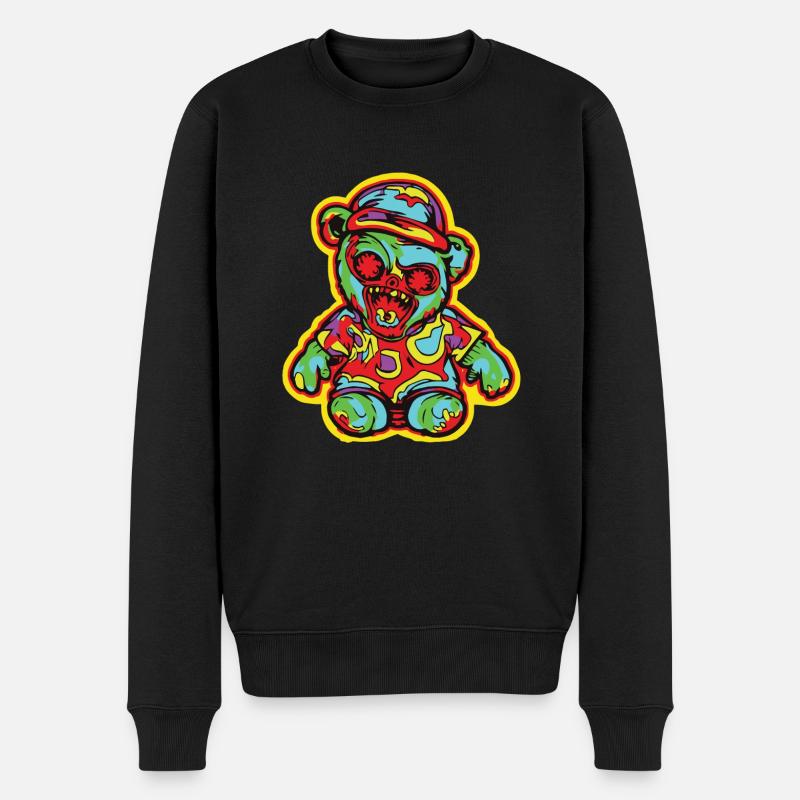 Horror Gruseliger Bär Halloween Hannibal Bär - Männer Premium Bio Pullover - Schwarz