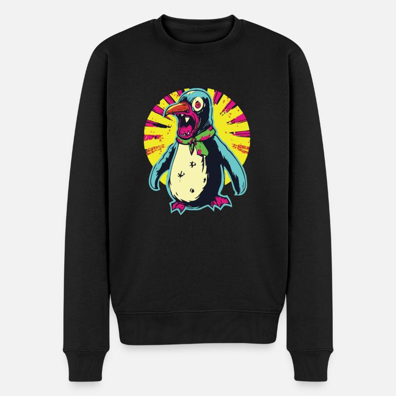 Horror Gruseliger Zombie-Pinguin - Männer Premium Bio Pullover - Schwarz