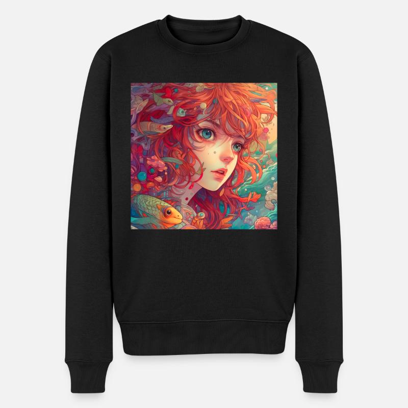 Fish Girl - Männer Premium Bio Pullover - Schwarz