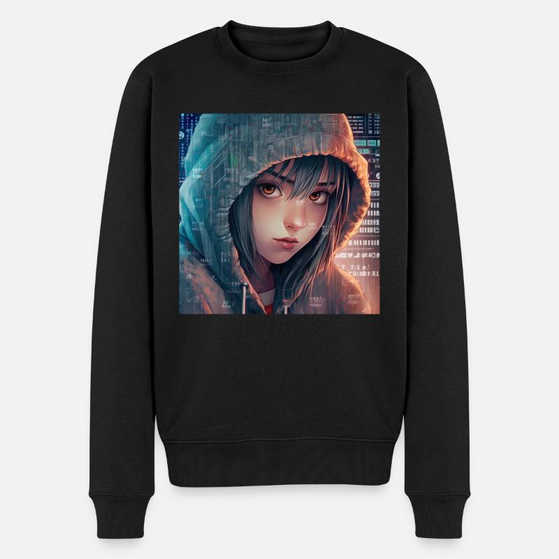 Hacker girl - Männer Premium Bio Pullover - Schwarz