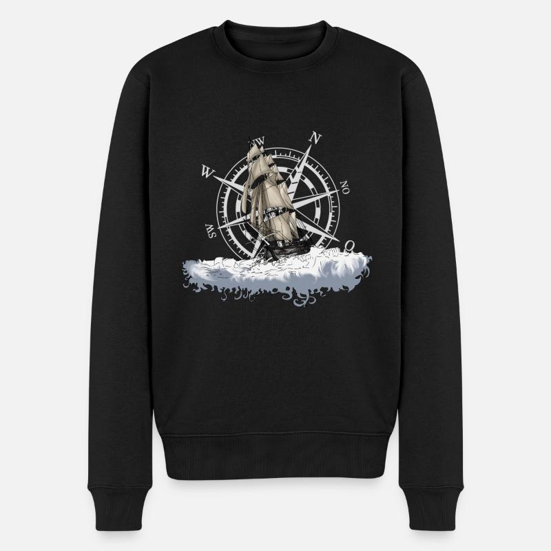Segelschiff - Männer Premium Bio Pullover - Schwarz