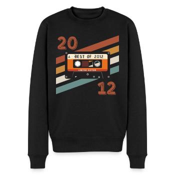 Retro-Jahrgang 2012 Jubiläum - Männer Premium Bio Pullover - Schwarz - Vorne - Nico (187cm)