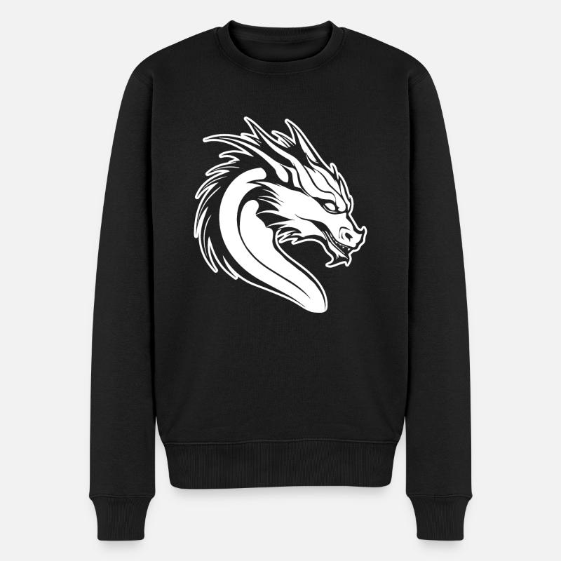 Drache Drachen Fantasie Mythologie - Männer Premium Bio Pullover - Schwarz