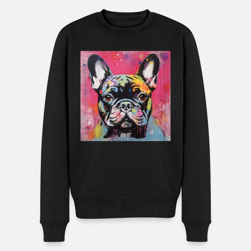 FRANZÖSISCHE BULLDOGGE - Männer Premium Bio Pullover - Schwarz