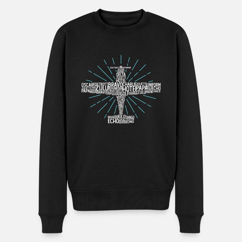 Pilot Alphabet Plane Sun Beam - Vintage Dunkel - Männer Premium Bio Pullover - Schwarz