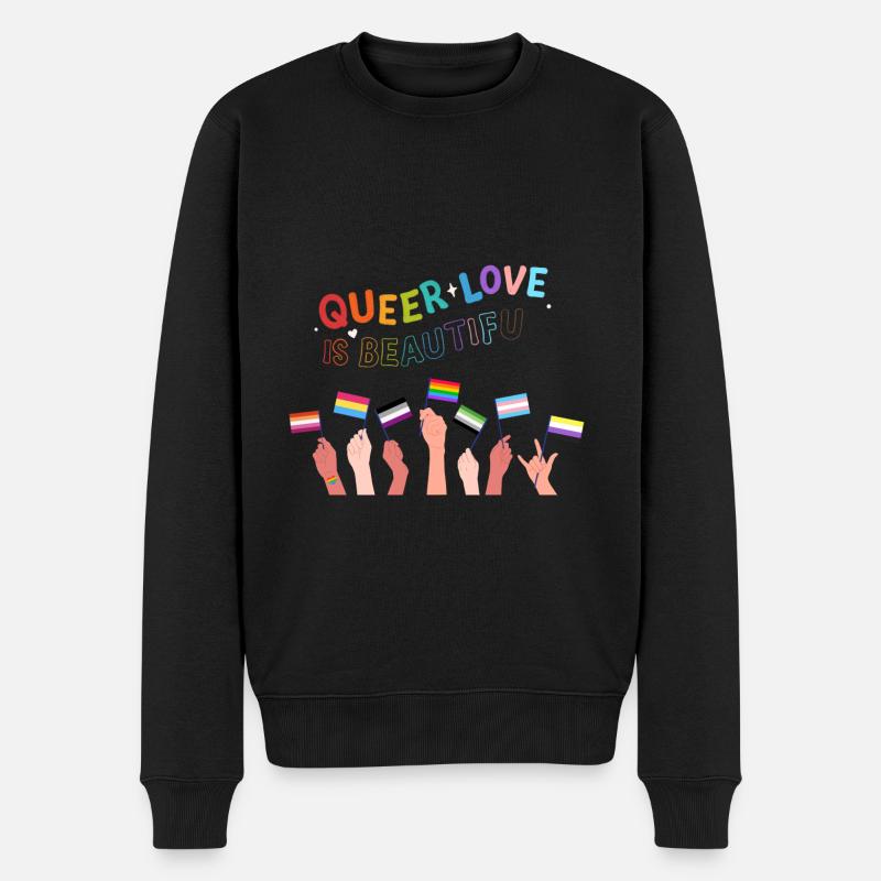 Queer Love Is Beautiful - Männer Premium Bio Pullover - Schwarz
