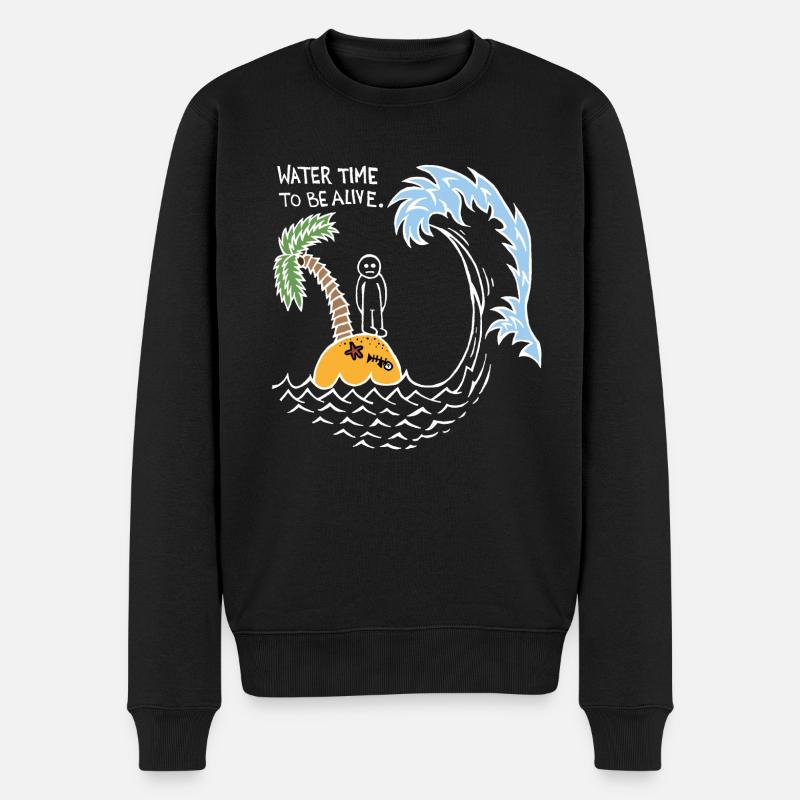 Le temps de l’eau pour être vivant (blanc) - Pull Premium bio Homme - noir