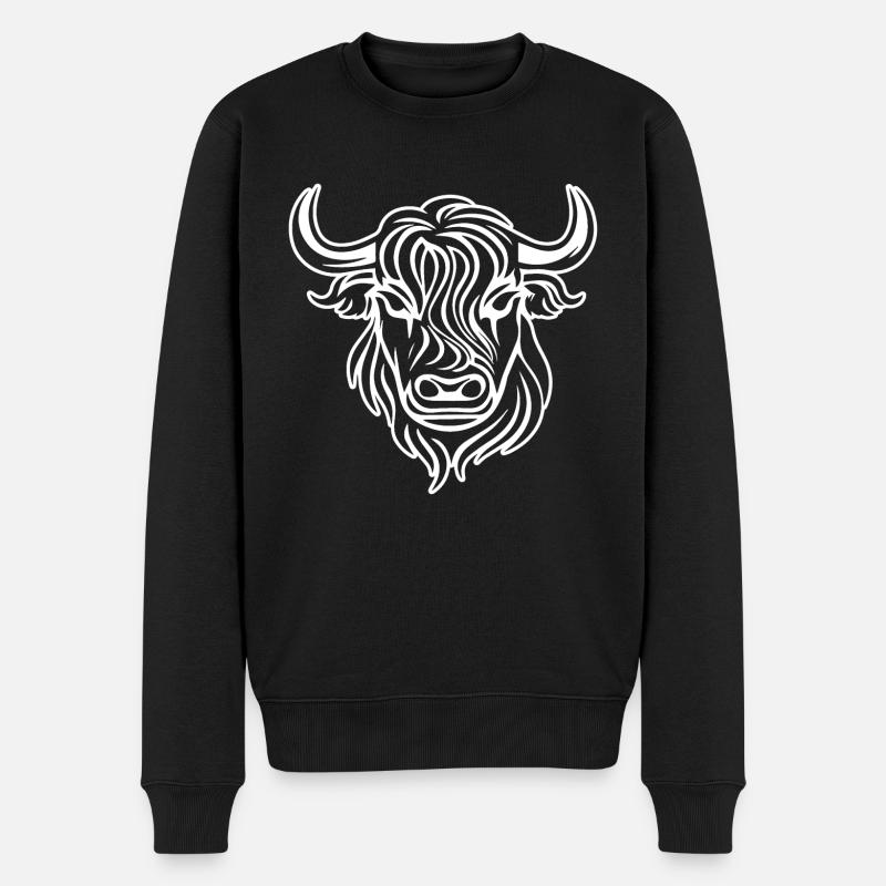 Vache écossaise des Highlands - Pull Premium bio Homme - noir