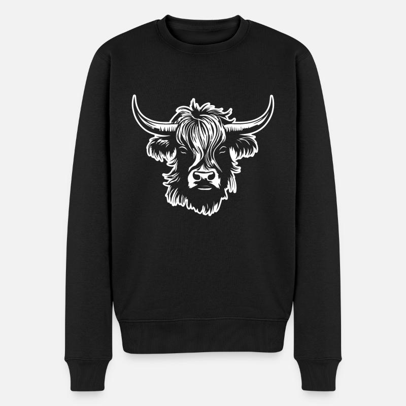 Vache écossaise des Highlands - Pull Premium bio Homme - noir