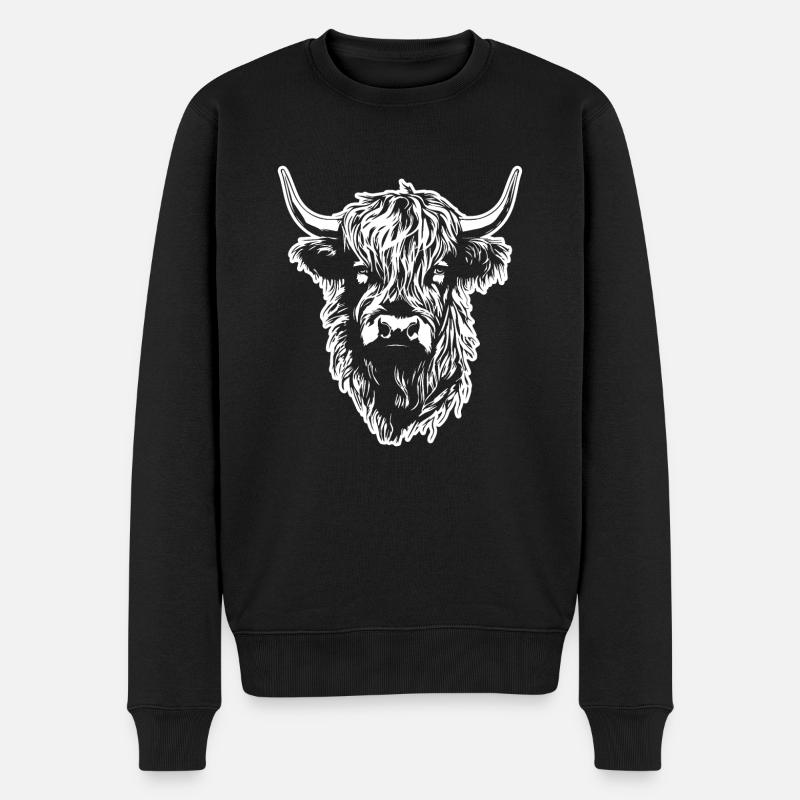 Vache écossaise des Highlands - Pull Premium bio Homme - noir