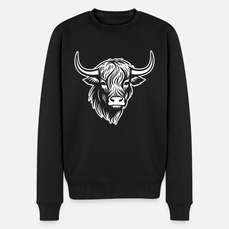 Vache écossaise des Highlands - Pull Premium bio Homme - noir
