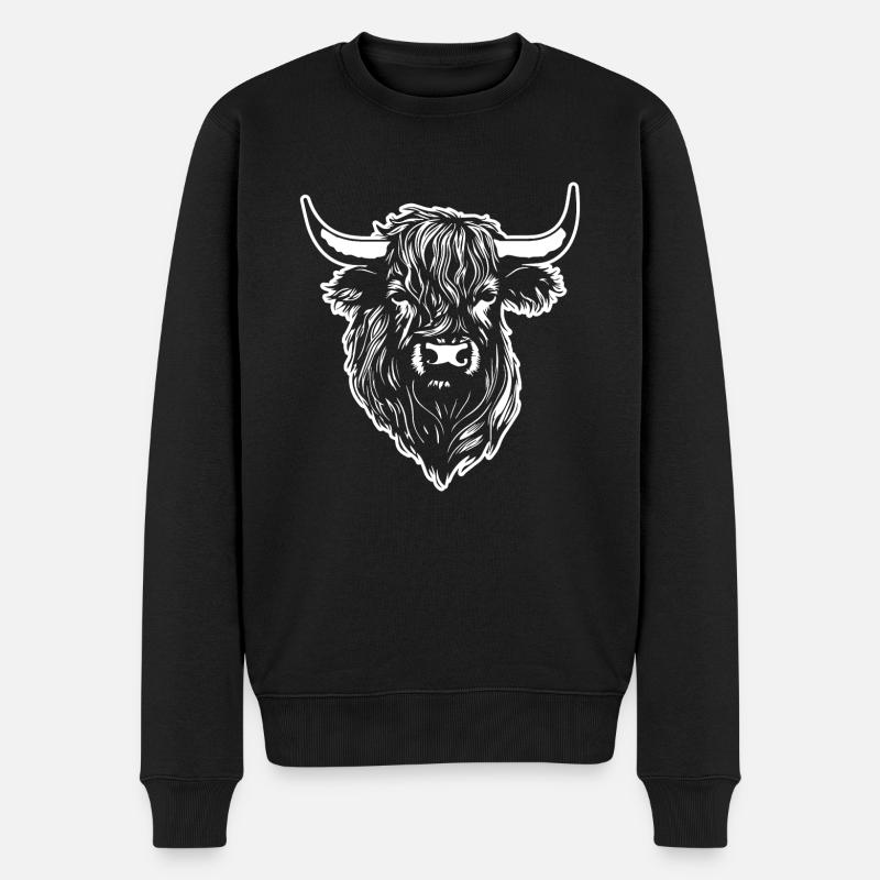 Vache écossaise des Highlands - Pull Premium bio Homme - noir