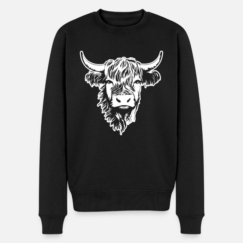 Vache écossaise des Highlands - Pull Premium bio Homme - noir