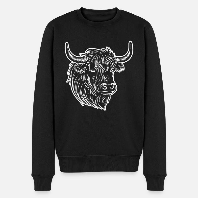 Vache écossaise des Highlands - Pull Premium bio Homme - noir