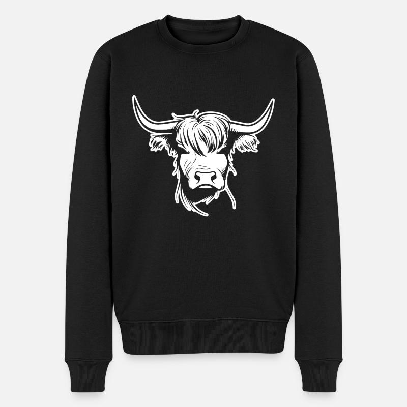 Schottische Highland Kuh - Männer Premium Bio Pullover - Schwarz