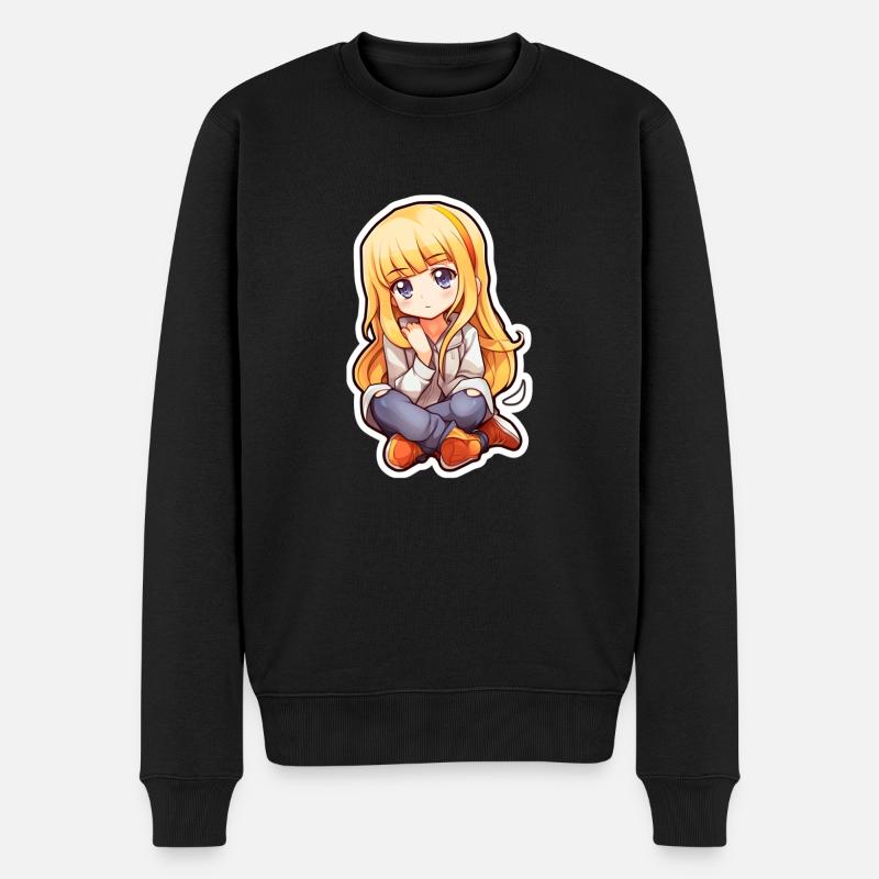 Mignonne fille d’anime - Pull Premium bio Homme - noir
