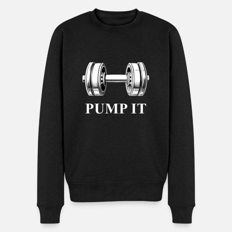 PUMP IT mit Kurzhantel - Männer Premium Bio Pullover - Schwarz