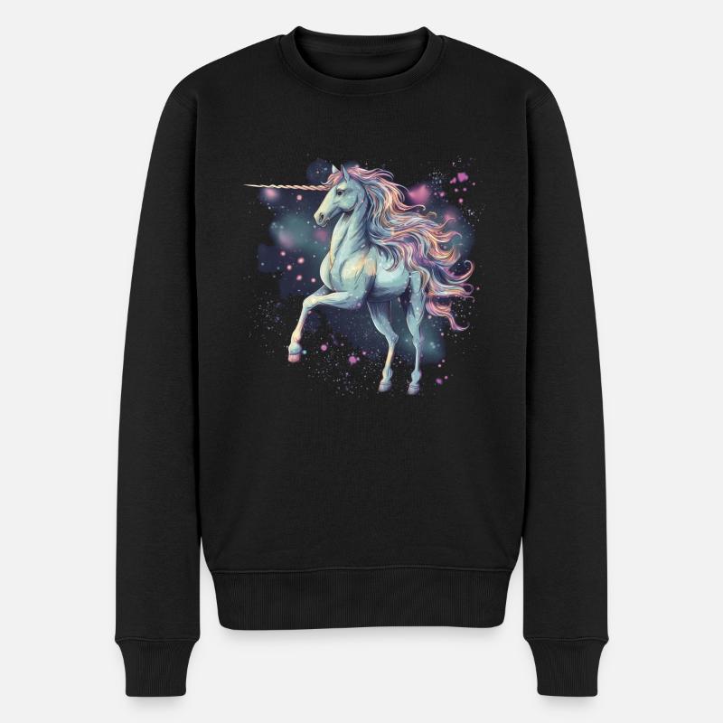 Einhorn - Männer Premium Bio Pullover - Schwarz