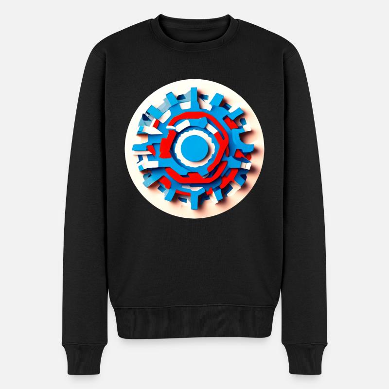 Abstract Psychedelic Gear Wheel - Männer Premium Bio Pullover - Schwarz