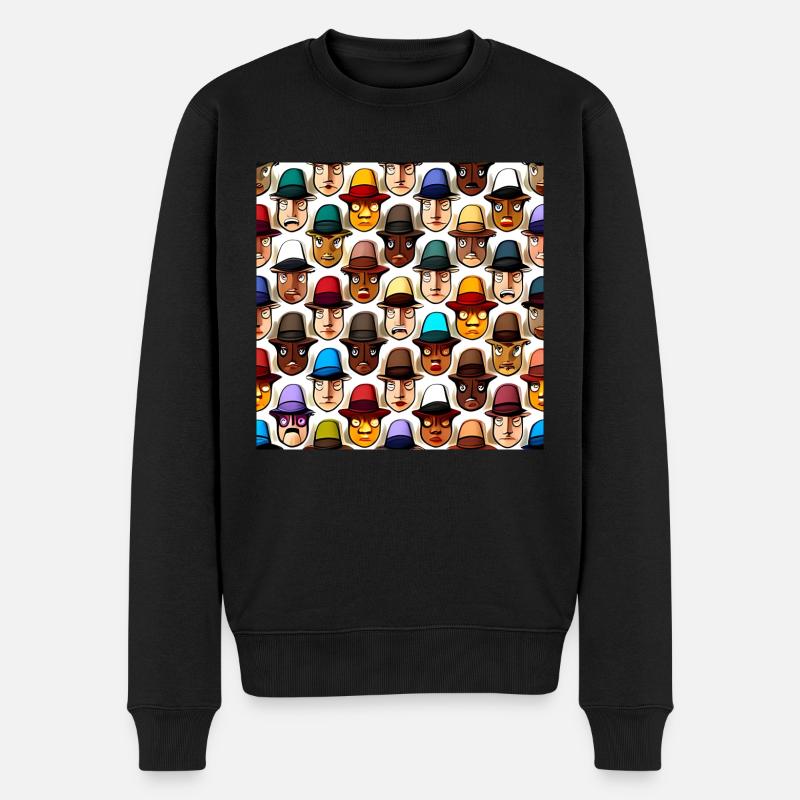 Face In Hat Pattern - Men's Premium Organic Jumper - black
