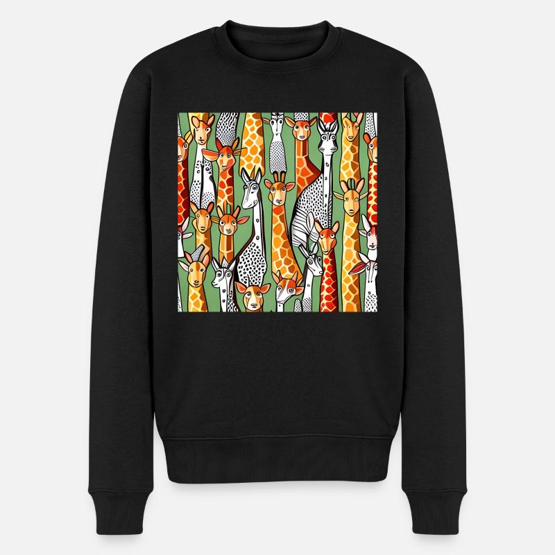 Motif de girafe heureuse - Pull Premium bio Homme - noir