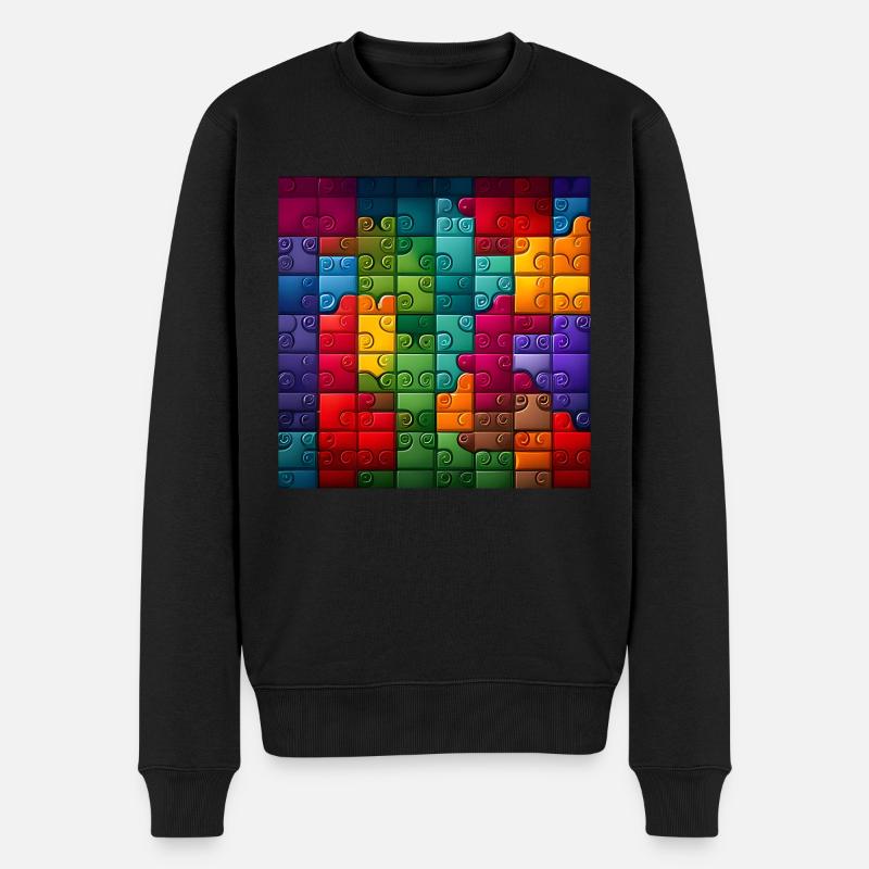 Modèle de puzzle arc-en-ciel coloré - Pull Premium bio Homme - noir