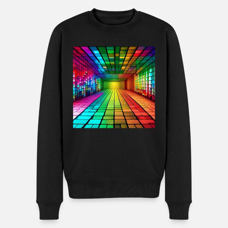 Carrés arc-en-ciel 3D - Pull Premium bio Homme - noir