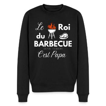 Tablier LE ROI DU BBQ c'est papa - Pull Premium bio Homme - noir - Devant - Nico (187cm)