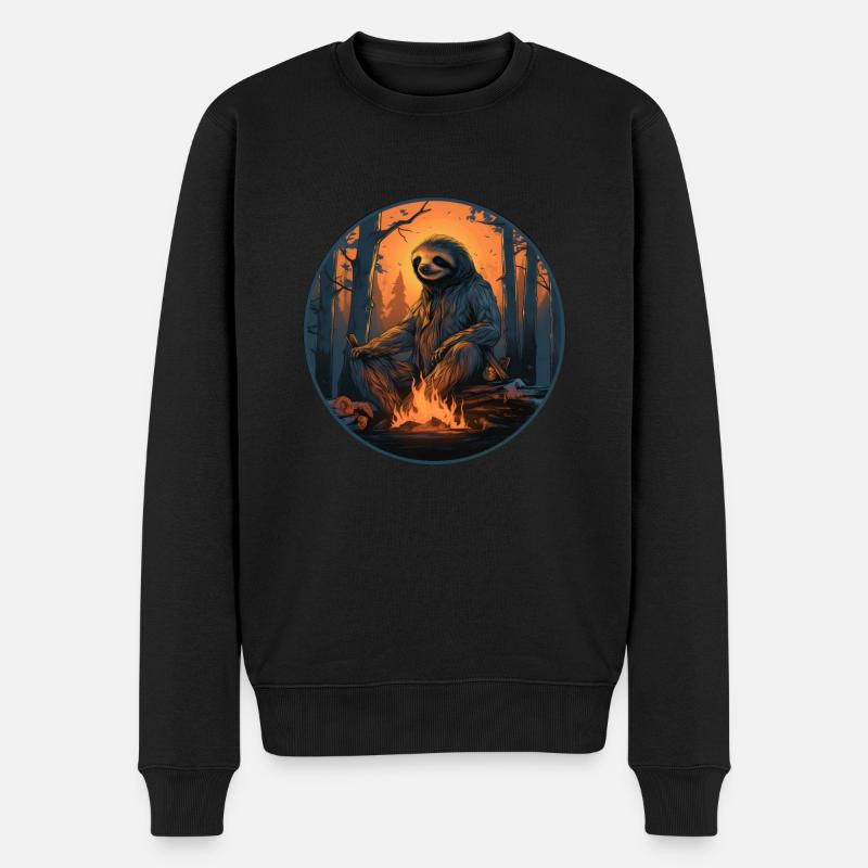 Lagerfeuer-Romantik mit Slotty - Männer Premium Bio Pullover - Schwarz