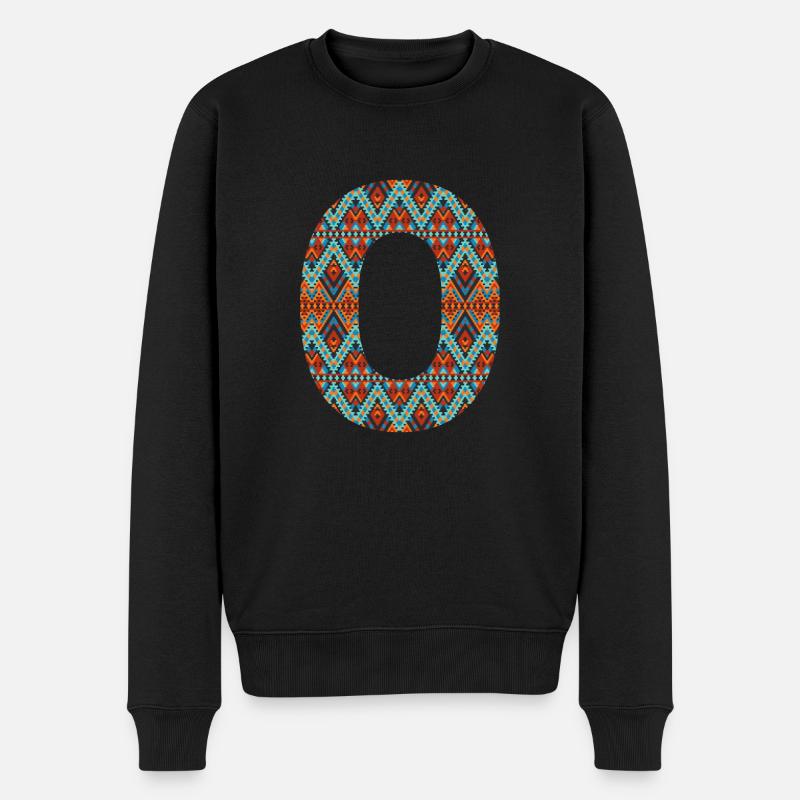 Buchstabe O- Boho-Design, buntes Monogramm - Männer Premium Bio Pullover - Schwarz