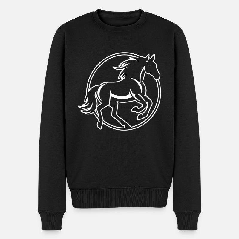Pferd Pferdekopf Pony - Männer Premium Bio Pullover - Schwarz